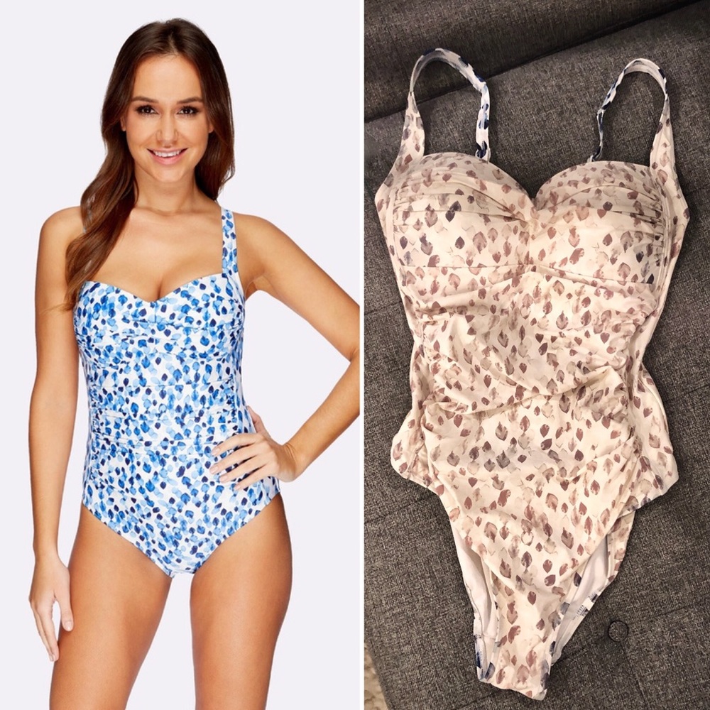 Niptuck Swim One Piece Bathing Suit Cream/Tan sz8